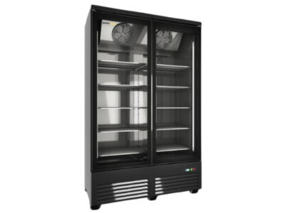 Vitrine Réfrigérée Professionnelle 2 Portes Noire 1253 mm